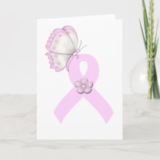 Rosa Ribbon Butterfly Karte