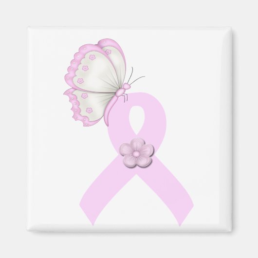 Rosa Ribbon Butterfly Magnet (Vorne)