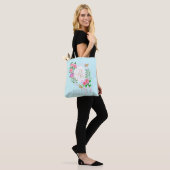 Rosa Ribbon Chic Monogram Blue Tasche (Am Model)