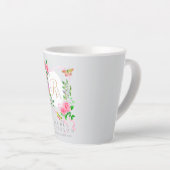 Rosa Ribbon Chic Monogram Gray Latte Tasse (Rechte Ecke)