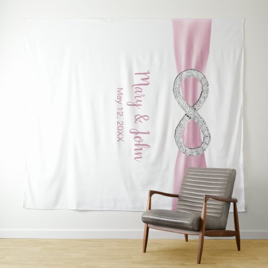 Rosa Ribbon Diamond Unendlichkeit Hochzeit Hinterg Wandteppich (Beispiel (Horizontal))