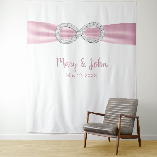 Rosa Ribbon Diamond Unendlichkeit Hochzeit Hinterg Wandteppich (Beispiel)
