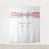 Rosa Ribbon Diamond Unendlichkeit Hochzeit Hinterg Wandteppich (Vorderseite)