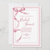 Rosa Ribbon Elegantes Brautparty Einladung (Vorderseite)