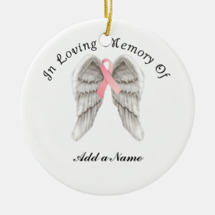 Rosa Ribbon Engel Wings Memory X-Mas Ornament