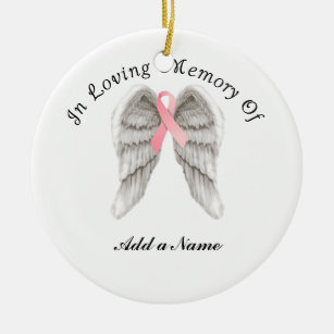 Rosa Ribbon Engel Wings Memory X-Mas Ornament