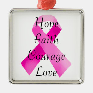 Rosa Ribbon Faith Square Ornament