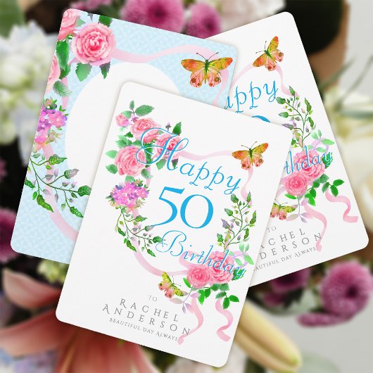 Rosa Ribbon Geburtstag Feiertagskarte