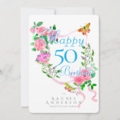 Rosa Ribbon Geburtstag Feiertagskarte (Vorderseite)