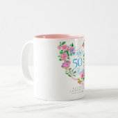 Rosa Ribbon Geburtstag Zweifarbige Tasse (Vorderseite Links)