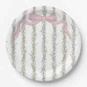 Rosa Ribbon Grüne Elegant Babydusche Pappteller (Vorderseite)