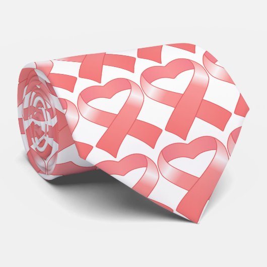 Rosa Ribbon Herz-Krawatte Krawatte (Gerollt)