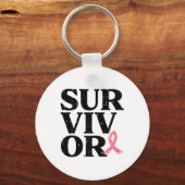 Rosa Ribbon Krieger Brustkrebs Bewusstsein Frauen Schlüsselanhänger (Vorderseite)