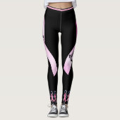 Rosa Ribbon Ladys personalisieren schwarze Legging Leggings (Vorderseite)