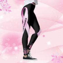 Rosa Ribbon Ladys personalisieren schwarze Legging