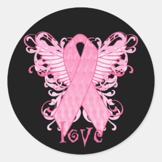 Rosa Ribbon-Liebe Runder Aufkleber