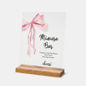 Rosa Ribbon Mimosa Bar Brautparty Acrylschild (Winkel)