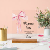Rosa Ribbon Mimosa Bar Brautparty Acrylschild (Hochzeit)