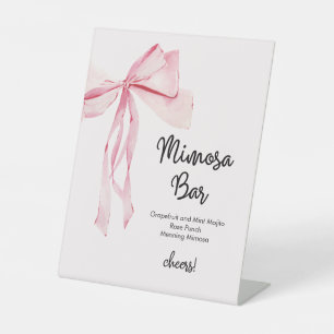 Rosa Ribbon Mimosa Bar Brautparty Sockelschild