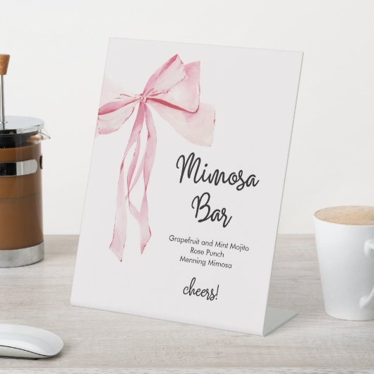 Rosa Ribbon Mimosa Bar Brautparty Sockelschild (In SItu)