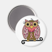Rosa Ribbon Owl Magnet (Vorderseite/Rückseite)