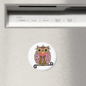 Rosa Ribbon Owl Magnet (In Situ (Geschirrspüler))