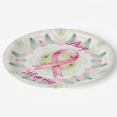 Rosa Ribbon Pappteller (Schrägansicht)
