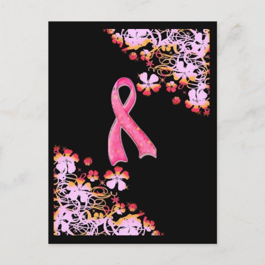 Rosa Ribbon Postkarte (Vorderseite)