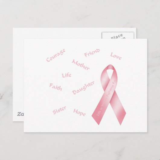 Rosa Ribbon Postkarte (Vorne/Hinten)