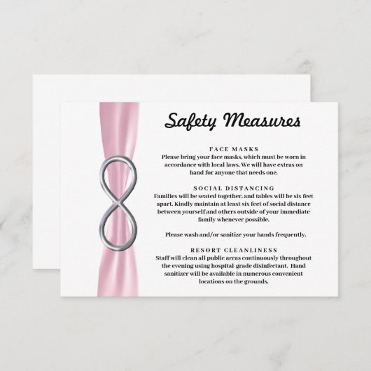 Rosa Ribbon Silber Unendliche Sicherheitsmaßnahmen Begleitkarte (Vorne/Hinten)