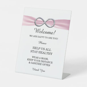 Rosa Ribbon Silber Unendlichkeit Hochzeitssicherhe Sockelschild