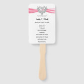 Rosa Ribbon Silver Swan Wedding Program Fans Fächer (Vorderseite)
