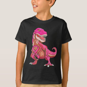 Rosa Ribbon T-rex Brustkrebs Bewusstsein für Junge T-Shirt