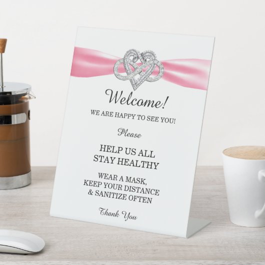 Rosa Ribbon Unendlichkeit Herz Hochzeitsicherheit Sockelschild (In SItu)