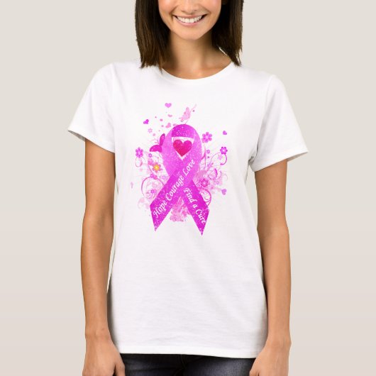 Rosa Ribbon Vintag T-Shirt (Vorderseite)