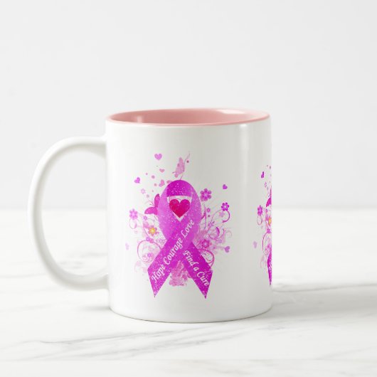 Rosa Ribbon Vintag Zweifarbige Tasse (Links)