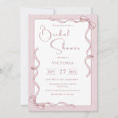 Rosa Ribbons Bridal Dusche Einladung (Vorderseite)