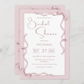 Rosa Ribbons Bridal Dusche Einladung (Vorne/Hinten)