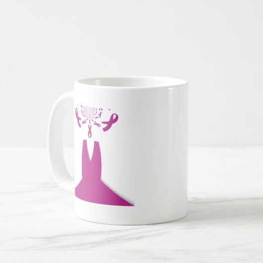 Rosa Ribbons Brustkrebs Kaffeetasse (Vorderseite Links)