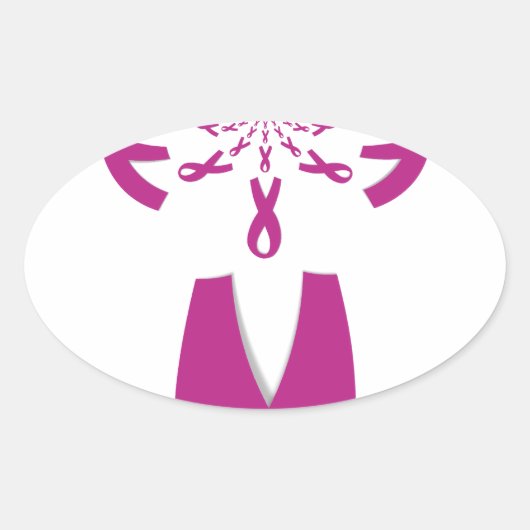 Rosa Ribbons Brustkrebs Ovaler Aufkleber (Vorderseite)