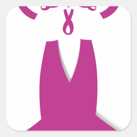 Rosa Ribbons Brustkrebs Quadratischer Aufkleber (Vorderseite)