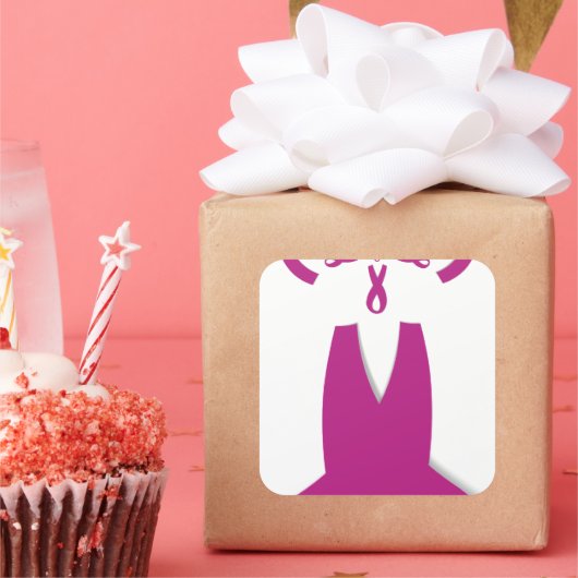 Rosa Ribbons Brustkrebs Quadratischer Aufkleber (Party)