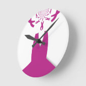 Rosa Ribbons Brustkrebs Runde Wanduhr (Winkel)