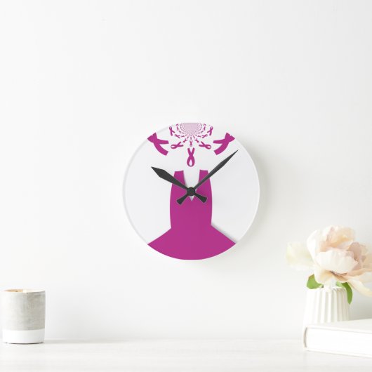 Rosa Ribbons Brustkrebs Runde Wanduhr (Zuhause)
