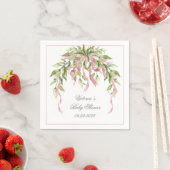 Rosa Ribbons Elegante Personalisierte Babydusche Serviette (Beispiel)