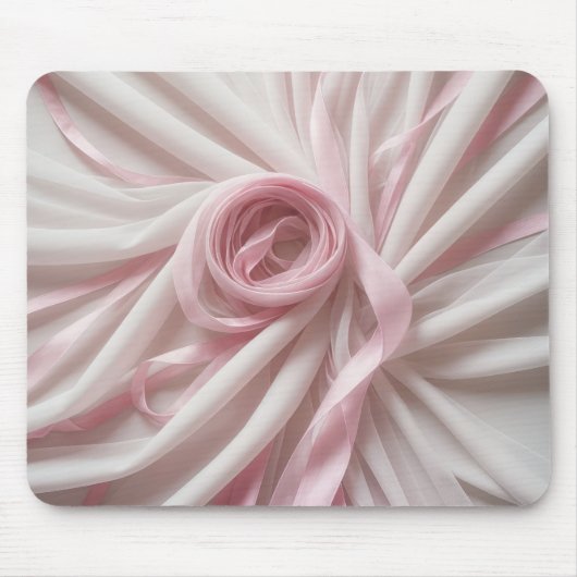 Rosa Ribbons mit weißem Gewand Mousepad (Vorne)
