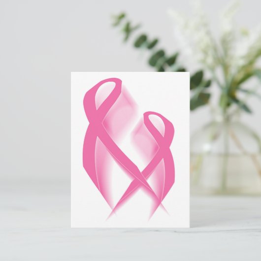 Rosa Ribbons Postkarte (Stehend Vorderseite)