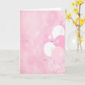 Rosa Ribbons und Balloons Karte (Gelbe Blume)