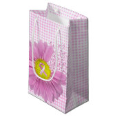 Rosa Ribbons und Daisy on Gingham Kleine Geschenktüte (Vorderseite Schrägansicht)