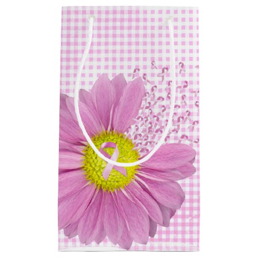 Rosa Ribbons und Daisy on Gingham Kleine Geschenktüte (Vorderseite)